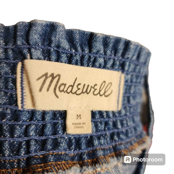 Madewell Denim Tieback Top Medium Cotton Linen Blend - Picture 5 of 5